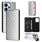 For Redmi 13 4G / Note 13R 5G Cubic Grid Texture Flip Leather Phone Case(Silver)