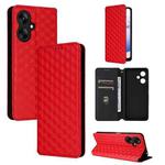 For Redmi 13C 5G / 13R 5G Cubic Grid Texture Flip Leather Phone Case(Red)