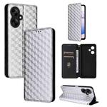 For Redmi 13C 5G / 13R 5G Cubic Grid Texture Flip Leather Phone Case(Silver)