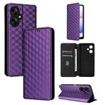 For Redmi 13C 5G / 13R 5G Cubic Grid Texture Flip Leather Phone Case(Purple)