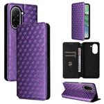 For Redmi A5 4G 171.7mm / Xiaomi Poco C71 Cubic Grid Texture Flip Leather Phone Case(Purple)