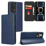 For Redmi K60E Cubic Grid Texture Flip Leather Phone Case(Blue)