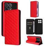For Redmi K70 / K70 Pro Cubic Grid Texture Flip Leather Phone Case(Red)