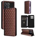 For Redmi K70 / K70 Pro Cubic Grid Texture Flip Leather Phone Case(Brown)