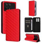 For Redmi K70E / Xiaomi Poco X6 Pro Cubic Grid Texture Flip Leather Phone Case(Red)