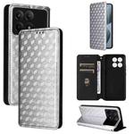 For Redmi K70E / Xiaomi Poco X6 Pro Cubic Grid Texture Flip Leather Phone Case(Silver)