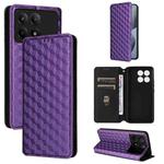 For Redmi K70E / Xiaomi Poco X6 Pro Cubic Grid Texture Flip Leather Phone Case(Purple)