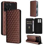 For Redmi K70E / Xiaomi Poco X6 Pro Cubic Grid Texture Flip Leather Phone Case(Brown)