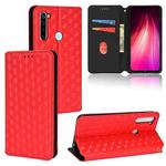 For Redmi Note 8 2021 Cubic Grid Texture Flip Leather Phone Case(Red)