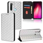 For Redmi Note 8 2021 Cubic Grid Texture Flip Leather Phone Case(Silver)