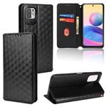 For Redmi Note 10 JE Cubic Grid Texture Flip Leather Phone Case(Black)