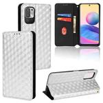 For Redmi Note 10T 5G Cubic Grid Texture Flip Leather Phone Case(Silver)