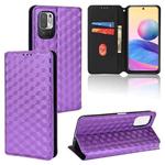 For Redmi Note 10T 5G Cubic Grid Texture Flip Leather Phone Case(Purple)