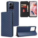 For Redmi Note 12 4G Global Cubic Grid Texture Flip Leather Phone Case(Blue)