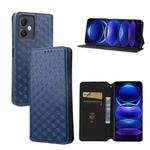 For Redmi Note 12 5G Global Cubic Grid Texture Flip Leather Phone Case(Blue)