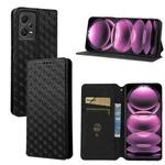 For Redmi Note 12 Pro 5G Global Cubic Grid Texture Flip Leather Phone Case(Black)