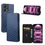 For Redmi Note 12 Pro 5G Global Cubic Grid Texture Flip Leather Phone Case(Blue)