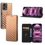 For Redmi Note 12 Pro 5G Global Cubic Grid Texture Flip Leather Phone Case(Brown)