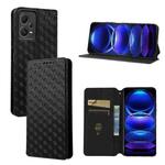 For Redmi Note 12 Pro+ 5G Global Cubic Grid Texture Flip Leather Phone Case(Black)