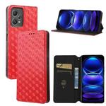 For Redmi Note 12 Pro+ 5G Global Cubic Grid Texture Flip Leather Phone Case(Red)