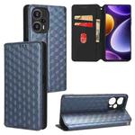 For Redmi Note 12 Turbo 5G Cubic Grid Texture Flip Leather Phone Case(Blue)