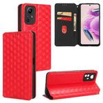 For Redmi Note 12S 4G Global Cubic Grid Texture Flip Leather Phone Case(Red)