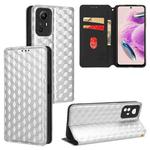 For Redmi Note 12S 4G Global Cubic Grid Texture Flip Leather Phone Case(Silver)