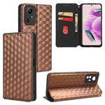 For Redmi Note 12S 4G Global Cubic Grid Texture Flip Leather Phone Case(Brown)