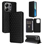 For Redmi Note 13 4G Cubic Grid Texture Flip Leather Phone Case(Black)