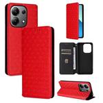 For Redmi Note 13 4G Cubic Grid Texture Flip Leather Phone Case(Red)