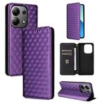 For Redmi Note 13 4G Cubic Grid Texture Flip Leather Phone Case(Purple)