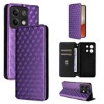 For Redmi Note 13 5G Cubic Grid Texture Flip Leather Phone Case(Purple)