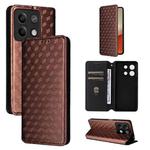 For Redmi Note 13 5G Cubic Grid Texture Flip Leather Phone Case(Brown)