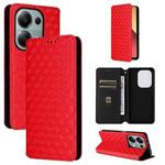For Redmi Note 13 Pro 4G Global Cubic Grid Texture Flip Leather Phone Case(Red)