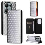 For Redmi Note 13 Pro 4G Global Cubic Grid Texture Flip Leather Phone Case(Silver)