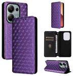 For Redmi Note 13 Pro 4G Global Cubic Grid Texture Flip Leather Phone Case(Purple)