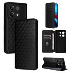 For Redmi Note 13R Pro 5G Cubic Grid Texture Flip Leather Phone Case(Black)
