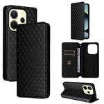 For Redmi Note 14 4G 163.25mm Cubic Grid Texture Flip Leather Phone Case(Black)