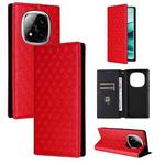 For Redmi Note 14 Pro+ 5G Cubic Grid Texture Flip Leather Phone Case(Red)