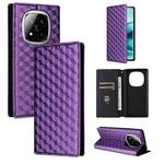 For Redmi Note 14 Pro+ 5G Cubic Grid Texture Flip Leather Phone Case(Purple)
