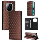 For Redmi Note 14 Pro+ 5G Cubic Grid Texture Flip Leather Phone Case(Brown)