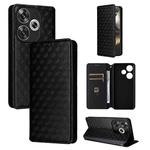 For Redmi Turbo 3 5G Cubic Grid Texture Flip Leather Phone Case(Black)