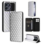 For Redmi K70 Ultra Cubic Grid Texture Flip Leather Phone Case(Silver)