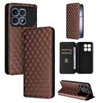 For Redmi K70 Ultra Cubic Grid Texture Flip Leather Phone Case(Brown)