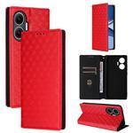 For Redmi Turbo 4 Pro 5G Cubic Grid Texture Flip Leather Phone Case(Red)
