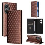 For Redmi Turbo 4 Pro 5G Cubic Grid Texture Flip Leather Phone Case(Brown)
