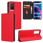 For BLU Bold N2 Cubic Grid Texture Flip Leather Phone Case(Red)