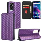For BLU Bold N2 Cubic Grid Texture Flip Leather Phone Case(Purple)