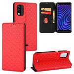 For BLU C5 Max Cubic Grid Texture Flip Leather Phone Case(Red)