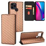 For BLU G91s Cubic Grid Texture Flip Leather Phone Case(Brown)